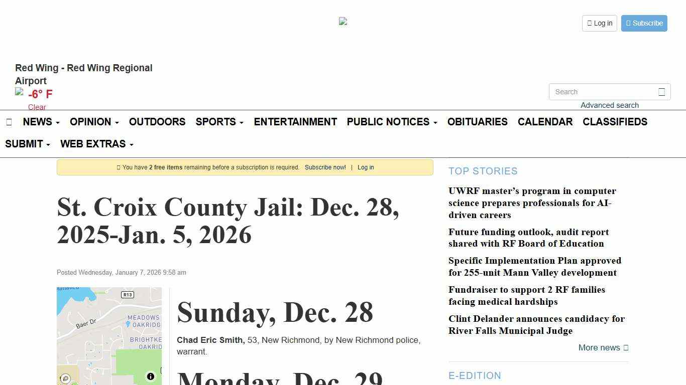 St. Croix County Jail: Dec. 28, 2025-Jan. 5, 2026 - Pierce County Journal