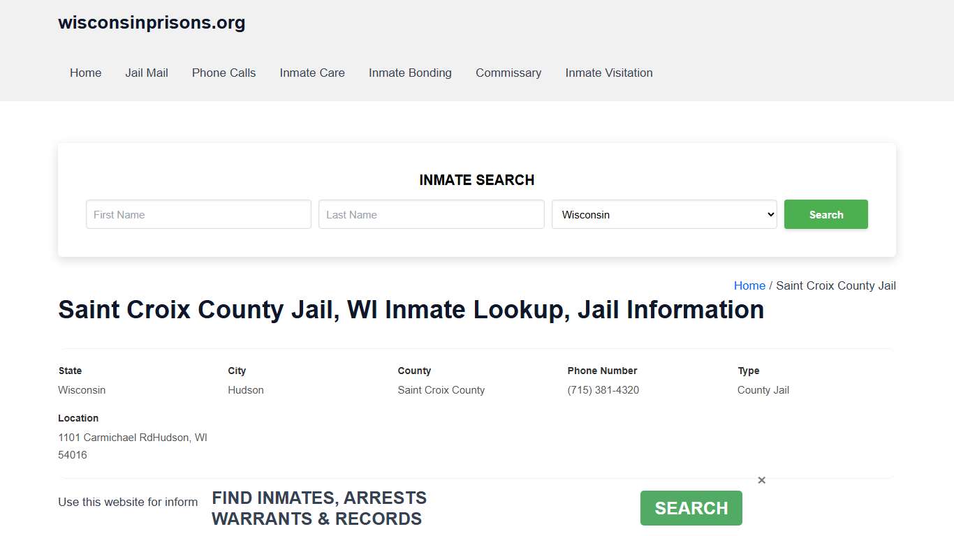 Saint Croix County Jail, WI - Offender Locator, Contacts, Inmate Info